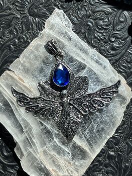 Angel or Fairy with Faceted Blue Gem Stone Crystal Jewelry Pendant Charm #GDYKuuEN3bk