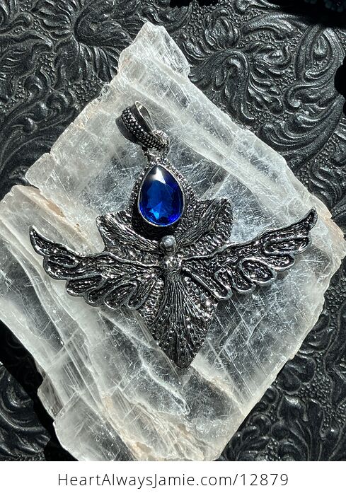 Angel or Fairy with Faceted Blue Gem Stone Crystal Jewelry Pendant Charm - #GDYKuuEN3bk-1