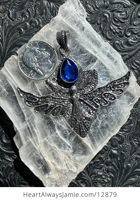 Angel or Fairy with Faceted Blue Gem Stone Crystal Jewelry Pendant Charm - #GDYKuuEN3bk-2