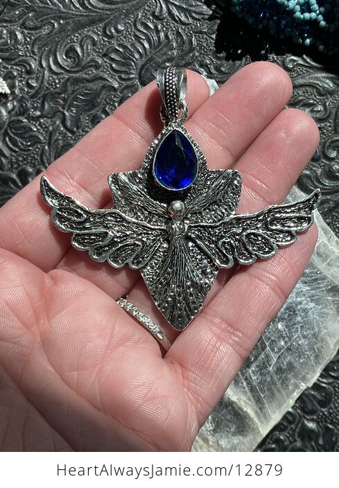 Angel or Fairy with Faceted Blue Gem Stone Crystal Jewelry Pendant Charm - #GDYKuuEN3bk-3