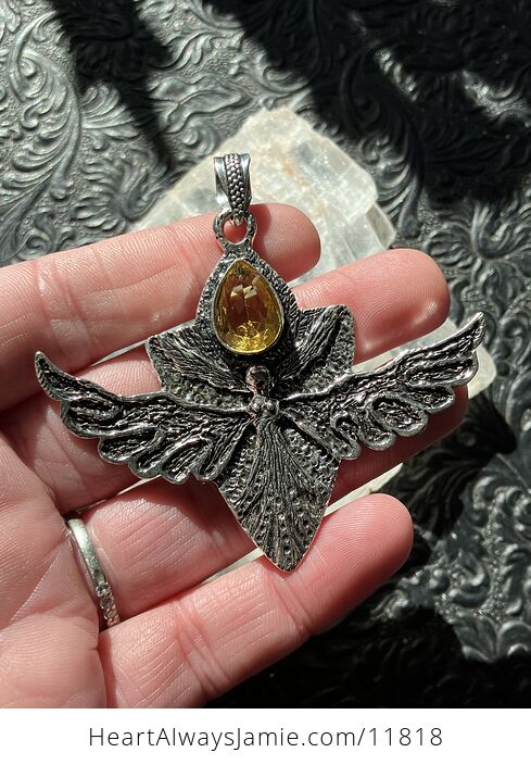 Angel or Fairy with Faceted Citrine Stone Crystal Jewelry Pendant Charm - #Qbt32AcsRMY-1