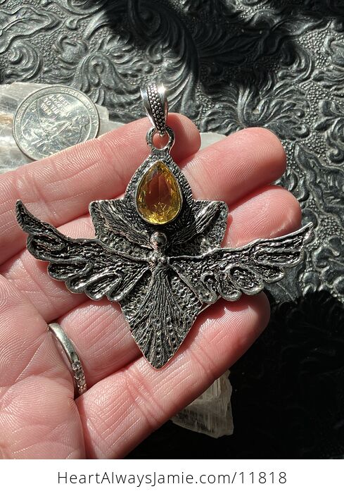 Angel or Fairy with Faceted Citrine Stone Crystal Jewelry Pendant Charm - #Qbt32AcsRMY-6