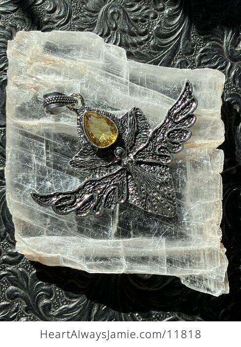 Angel or Fairy with Faceted Citrine Stone Crystal Jewelry Pendant Charm - #Qbt32AcsRMY-3