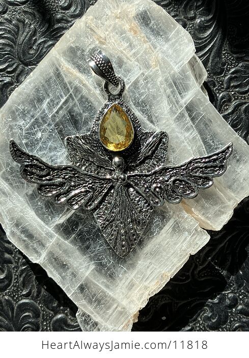 Angel or Fairy with Faceted Citrine Stone Crystal Jewelry Pendant Charm - #Qbt32AcsRMY-2