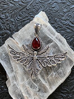 Angel or Fairy with Faceted Garnet Stone Crystal Jewelry Pendant Charm #ODqd1nyVn00