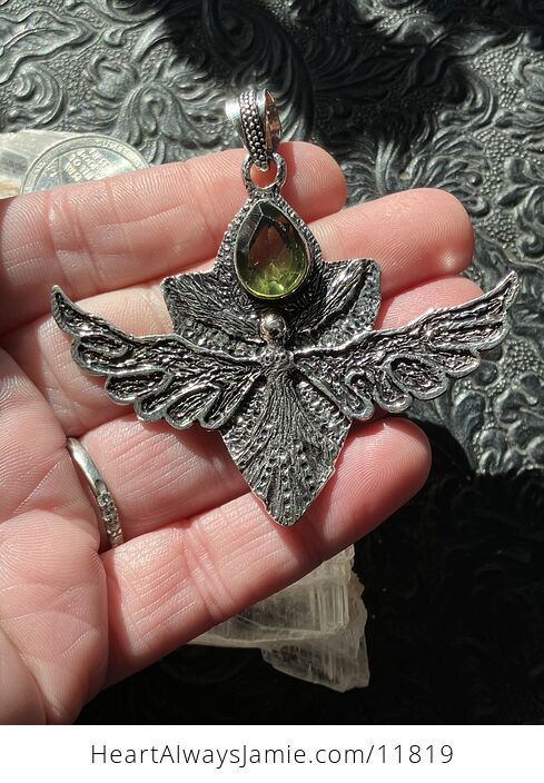 Angel or Fairy with Faceted Green Peridot Stone Crystal Jewelry Pendant Charm - #wt4YfCDUDks-2