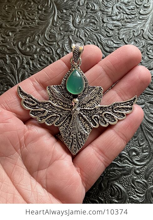 Angel or Mystical Being and Green Onyx Stone Crystal Jewelry Pendant or Charm - #fmejP25fSVA-3