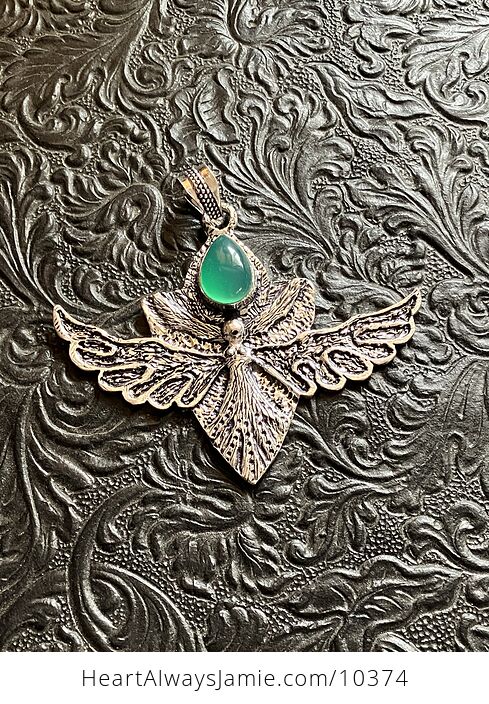 Angel or Mystical Being and Green Onyx Stone Crystal Jewelry Pendant or Charm - #fmejP25fSVA-2