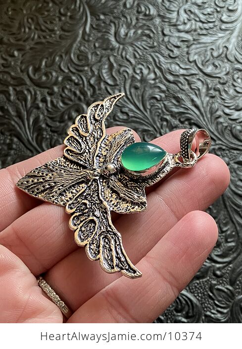 Angel or Mystical Being and Green Onyx Stone Crystal Jewelry Pendant or Charm - #fmejP25fSVA-4