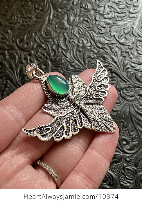 Angel or Mystical Being and Green Onyx Stone Crystal Jewelry Pendant or Charm - #fmejP25fSVA-1