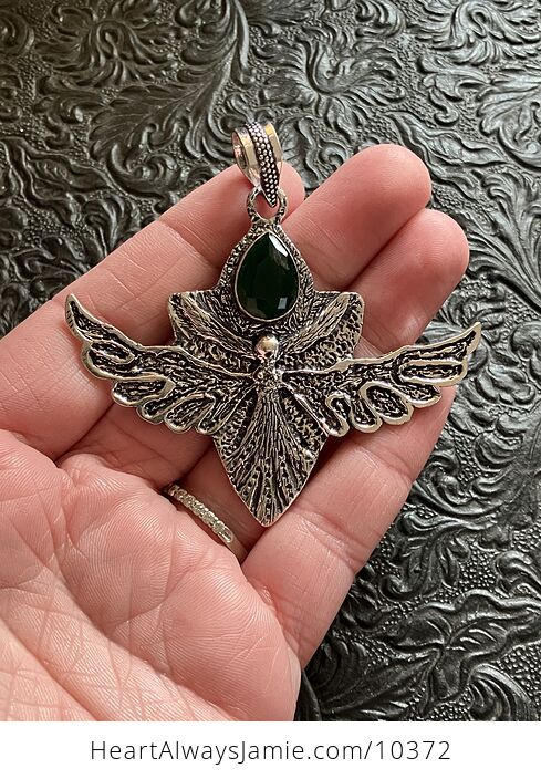 Angel or Mystical Being with Faceted Green Stone Crystal Jewelry Pendant Charm - #nnCyofjZKZc-1
