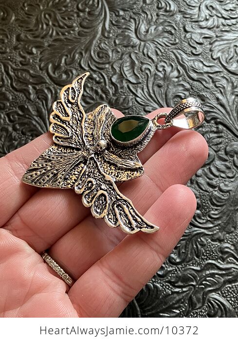 Angel or Mystical Being with Faceted Green Stone Crystal Jewelry Pendant Charm - #nnCyofjZKZc-4