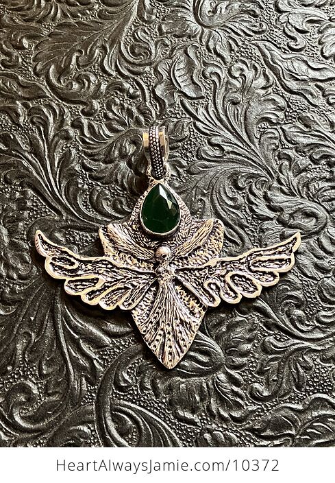 Angel or Mystical Being with Faceted Green Stone Crystal Jewelry Pendant Charm - #nnCyofjZKZc-2