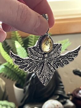 Angel or Mystical Being with Faceted Yellow Stone Crystal Jewelry Pendant Charm #U4ayASngrV8