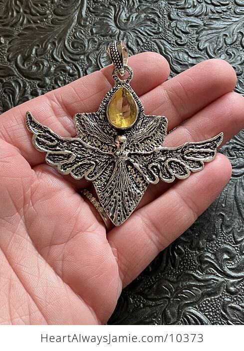 Angel or Mystical Being with Faceted Yellow Stone Crystal Jewelry Pendant Charm - #U4ayASngrV8-3