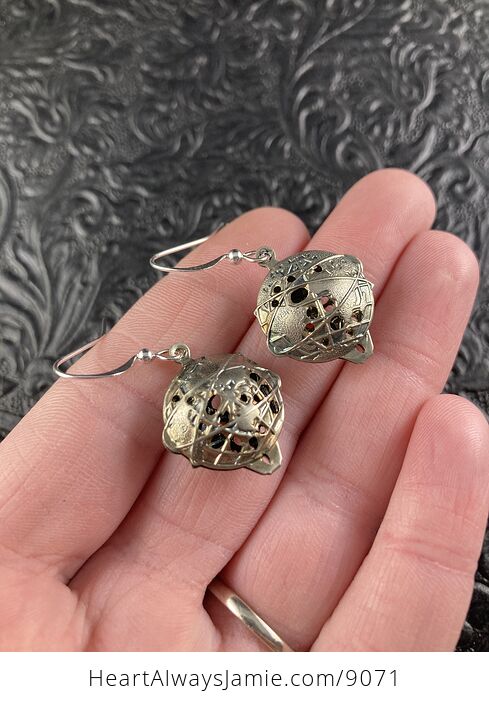 Antiqued Silver Globe Earrings - #RCsXRISYyow-1