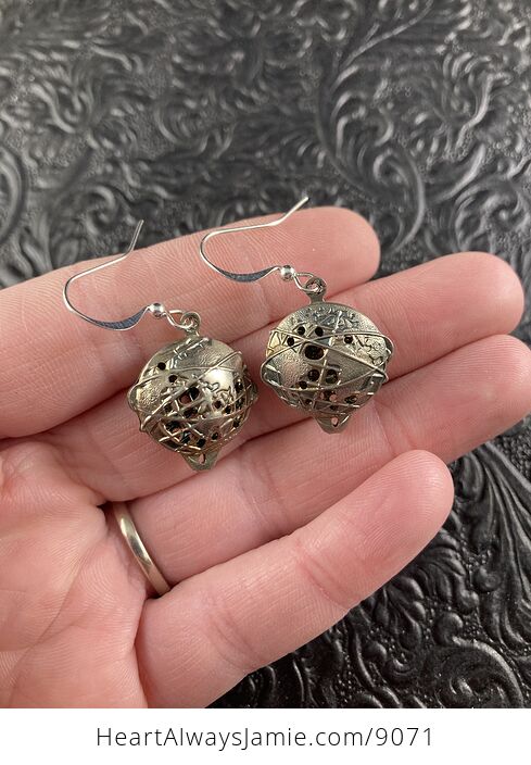 Antiqued Silver Globe Earrings - #RCsXRISYyow-2