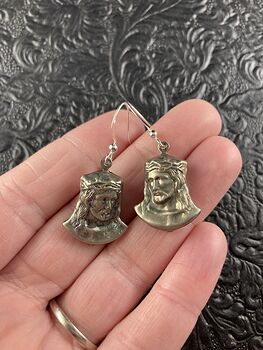 Antiqued Silver Jesus Earrings #25qZ87f8YzI
