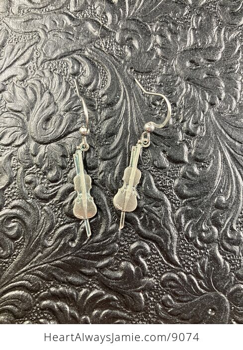 Antiqued Silver Model T Violin Earrings - #C1Y9mmvEevw-3