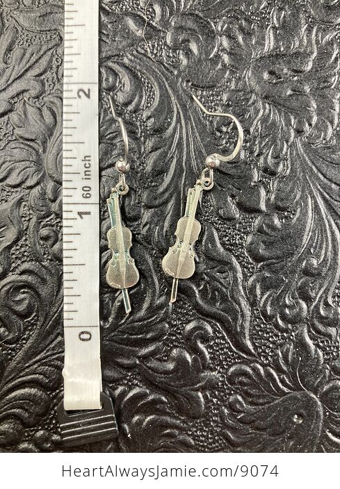 Antiqued Silver Model T Violin Earrings - #C1Y9mmvEevw-2
