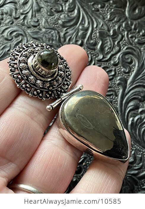 Apache Gold Chalcopyrite and Labradorite Handcrafted Stone Jewelry Crystal Pendant - #2vsU6BQWHyo-5