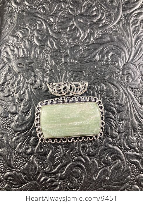 Aqua Green Seraphinite Crystal Stone Jewelry Pendant - #4jMvuPiZReE-1