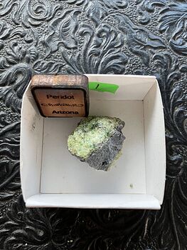 Arizona Olivine Crystals in Peridotite in Basalt Peridot Small Crystal Collector Specimen with a Wood Tag Sm2 #uc7ieVEYghE