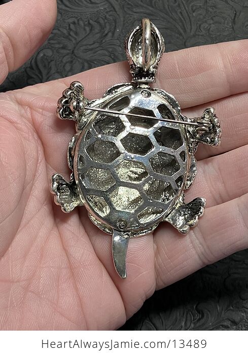 Articulated Turtle Tortoise Brooch and Pendant with Aurora Borealis Rhinestones - #ay8DhC0g2u0-4