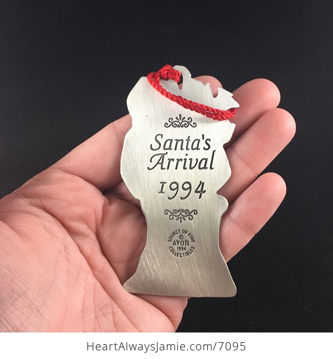 Avon Collectible Pewter Annual Christmas Ornament 1994 Santas Arrival with Pouch and Box - #AX53D6UzASI-2