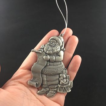 Avon Collectible Pewter Annual Christmas Ornament 1996 Santa with Pouch #7FVoWWKDKS4