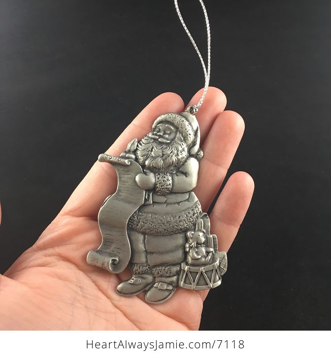 Avon Collectible Pewter Annual Christmas Ornament 1996 Santa with Pouch - #7FVoWWKDKS4-1