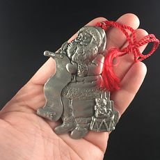 Avon Collectible Pewter Annual Christmas Ornament 1996 Santa with Pouch and Box #sHkAuzHnVtM