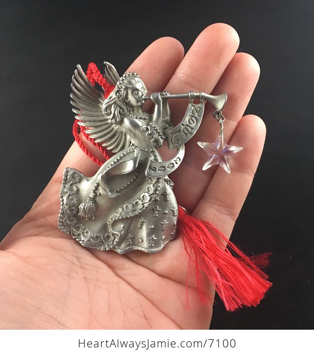 Avon Collectible Pewter Annual Christmas Ornament 2002 Angel with Pouch and Box - #WI5db7jY0ic-1