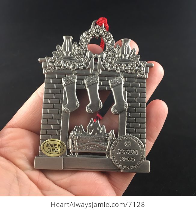 Avon Collectible Pewter Annual Christmas Ornament 2009 Fireplace - #QjL9R5p6IVs-2