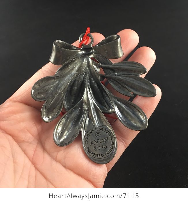 Avon Collectible Pewter Annual Christmas Ornament 2010 Mistletoe with Pouch - #P74QLds5yEY-2