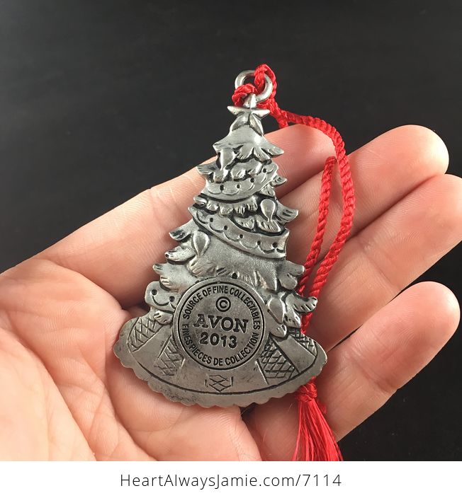 Avon Collectible Pewter Annual Christmas Ornament 2013 Christmas Tree with Pouch and Box - #L0vb85uk2j0-2