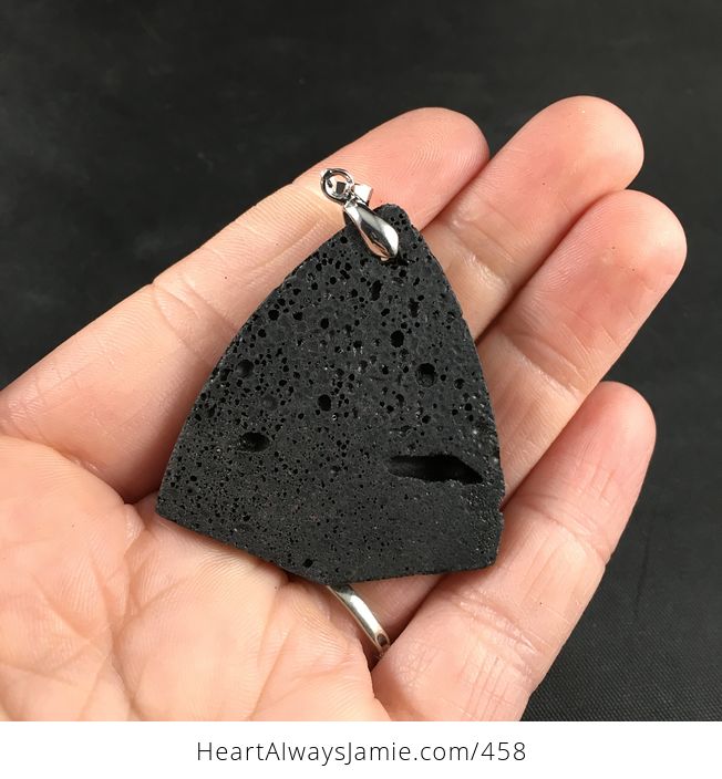 Awesome Black Lava Rock Vesuvianite Pendant Necklace - #b9UNkfOdXmM-2