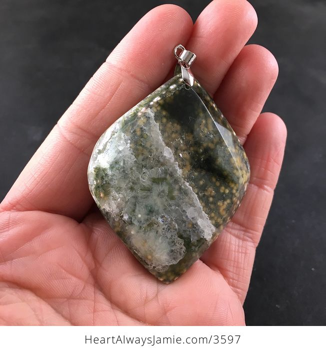 Awesome Druzy Ocean Jasper Stone Pendant Necklace - #SuFebLsgL9w-2