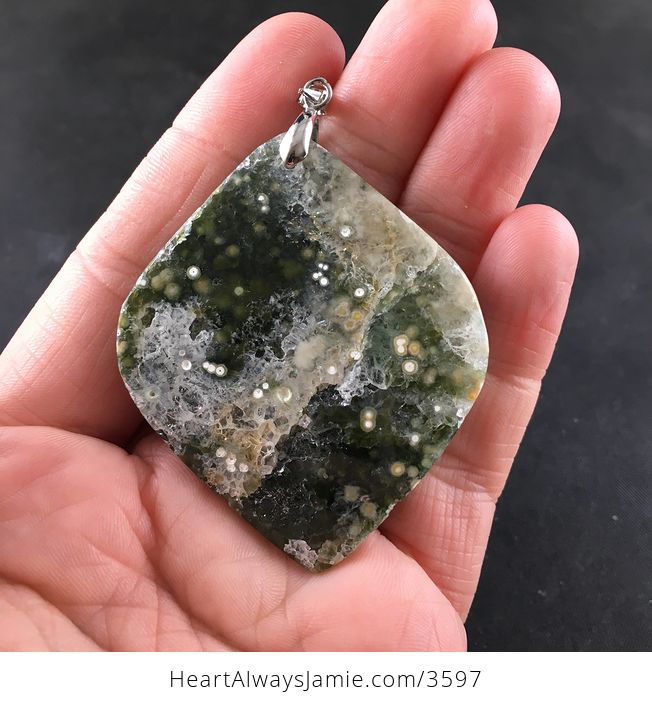 Awesome Druzy Ocean Jasper Stone Pendant Necklace - #SuFebLsgL9w-4