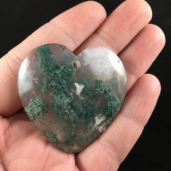 Awesome Love Heart Shaped Natural Druzy Moss Agate Stone Pendant Jewelry #gMG11CKr0wg