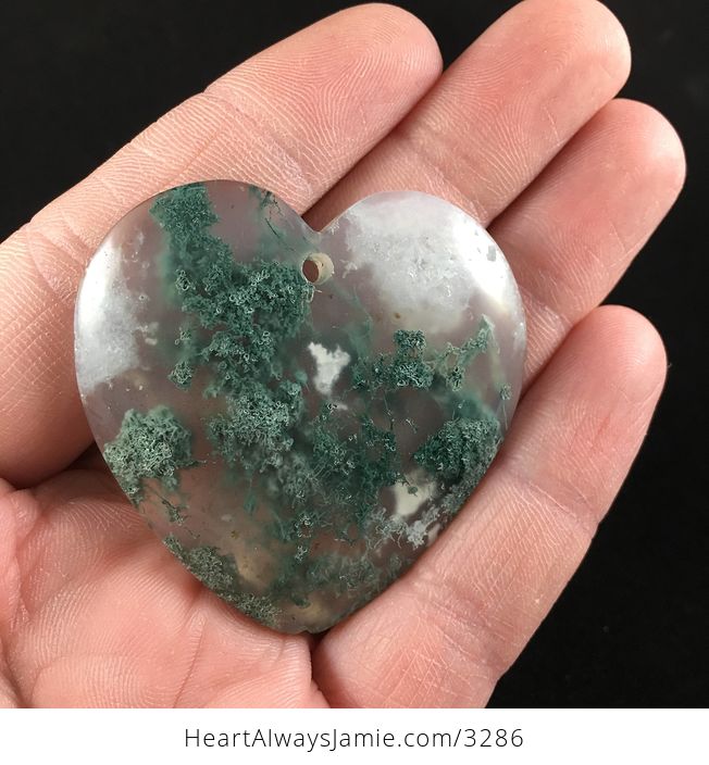 Awesome Love Heart Shaped Natural Druzy Moss Agate Stone Pendant Jewelry - #gMG11CKr0wg-1