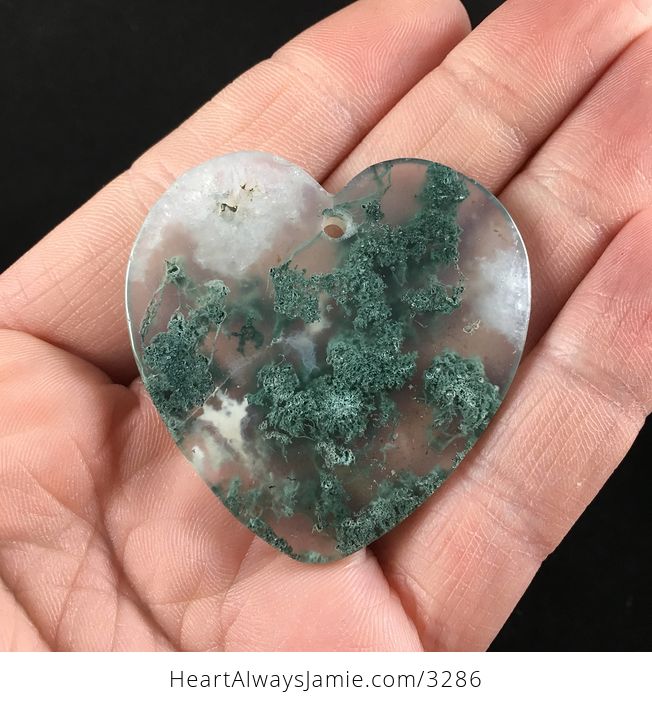 Awesome Love Heart Shaped Natural Druzy Moss Agate Stone Pendant Necklace Jewelry - #gMG11CKr0wg-6