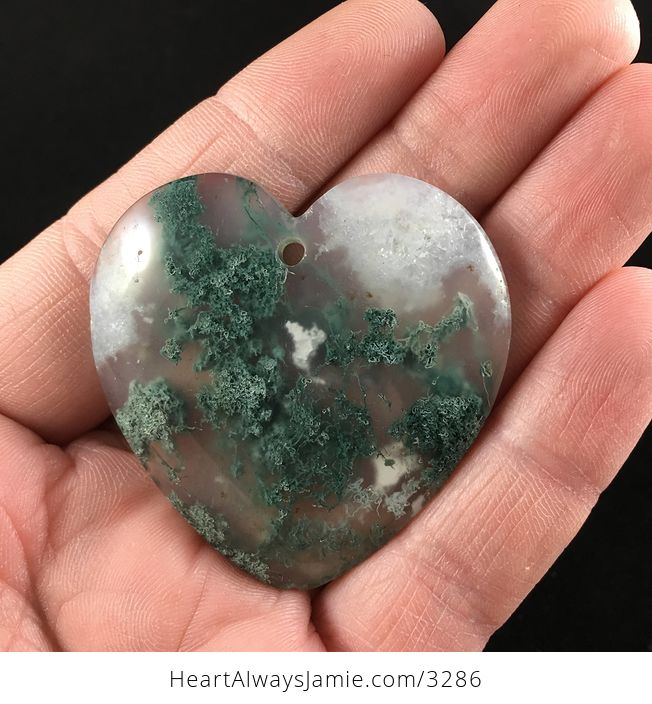 Awesome Love Heart Shaped Natural Druzy Moss Agate Stone Pendant Necklace Jewelry - #gMG11CKr0wg-2