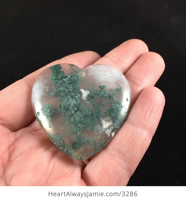 Awesome Love Heart Shaped Natural Druzy Moss Agate Stone Pendant Necklace Jewelry - #gMG11CKr0wg-4