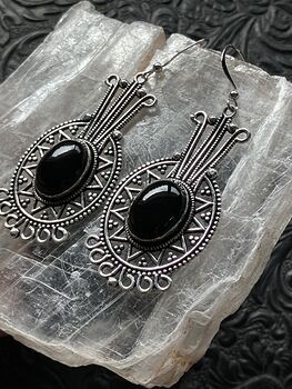 Aztec Mayan Styled Black Onyx Crystal Stone Jewelry Earrings #k5JLQIQcYJM