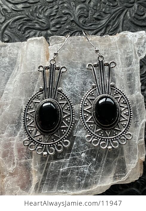 Aztec Mayan Styled Black Onyx Crystal Stone Jewelry Earrings - #k5JLQIQcYJM-3