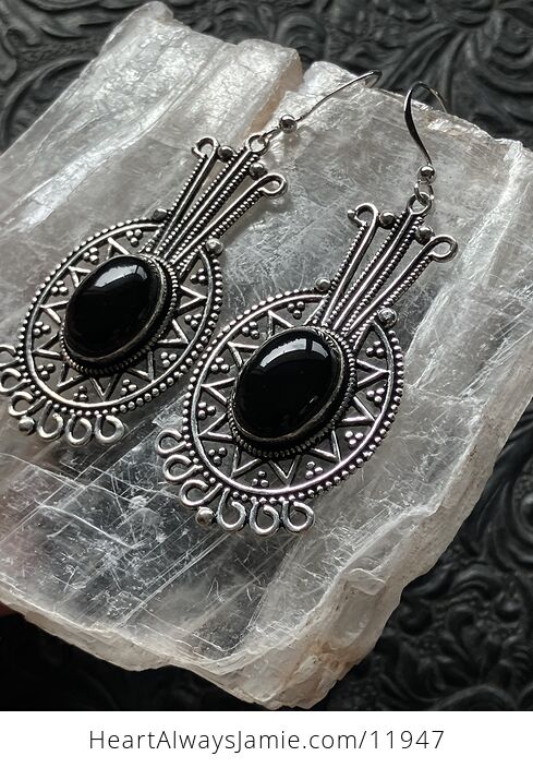 Aztec Mayan Styled Black Onyx Crystal Stone Jewelry Earrings - #k5JLQIQcYJM-1