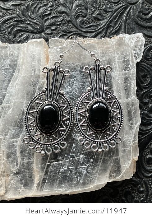 Aztec Mayan Styled Black Onyx Crystal Stone Jewelry Earrings - #k5JLQIQcYJM-6