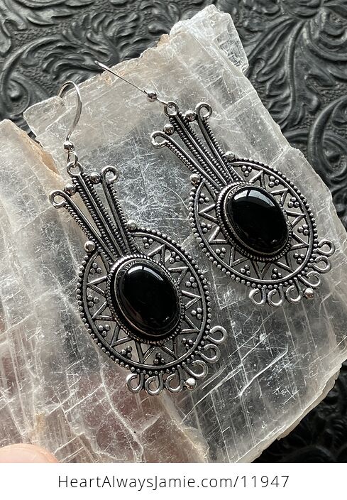 Aztec Mayan Styled Black Onyx Crystal Stone Jewelry Earrings - #k5JLQIQcYJM-4