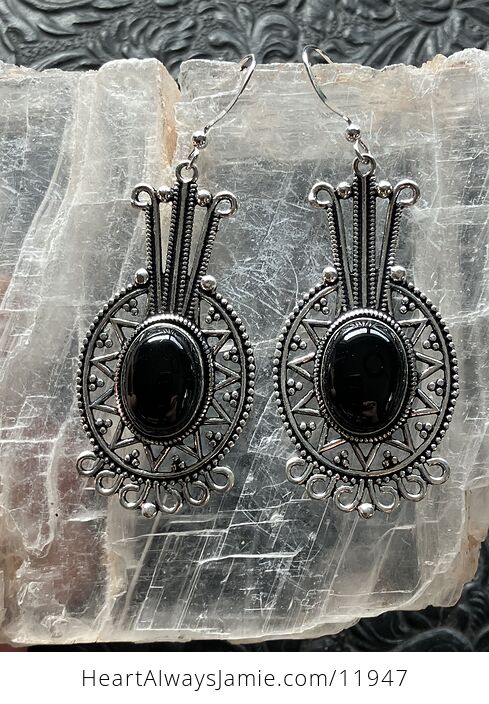 Aztec Mayan Styled Black Onyx Crystal Stone Jewelry Earrings - #k5JLQIQcYJM-2